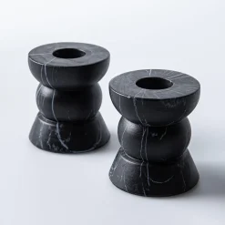KSP Carrera 'Marble' Cement Taper Candle Holder - Set of 2 (Black)