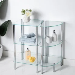 KSP Cascade Tempered '3-Tier' Glass Shelf Unit (Clear/Chrome)