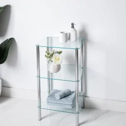 KSP Cascade Tempered '3-Tier' Glass Shelf Unit (Clear/Chrome)