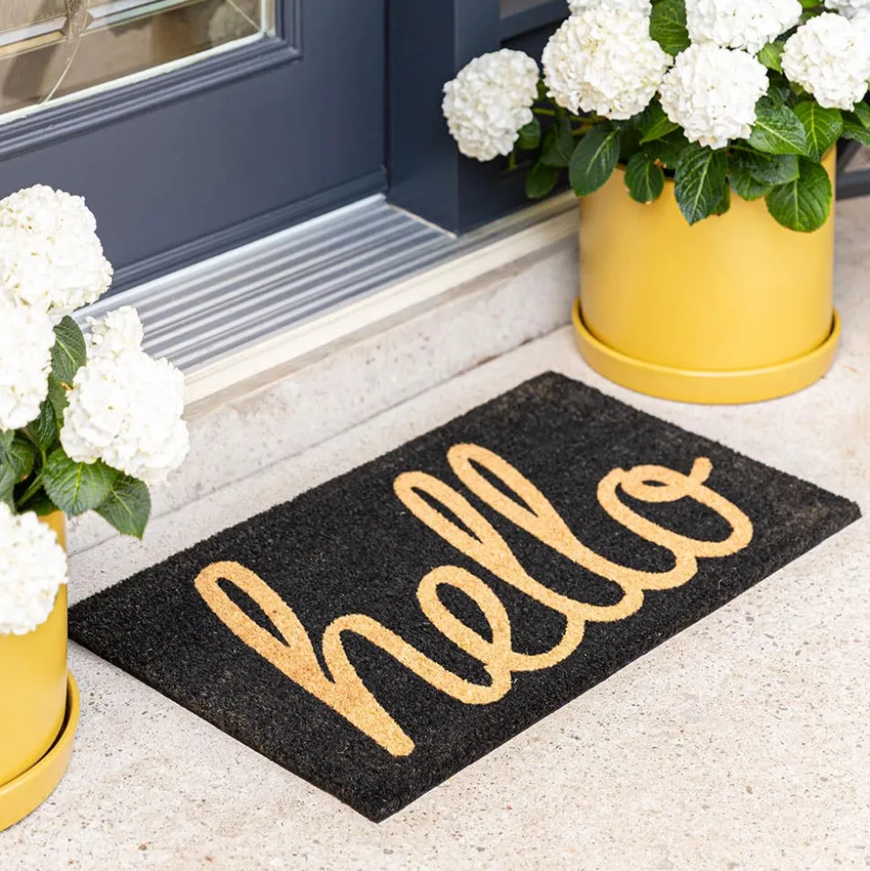 KSP Casual 'Hello' Coir Doormat (Black)