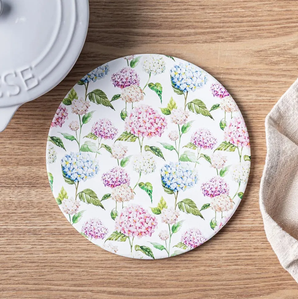 KSP Ceramica 'Hydrangeas' Printed Ceramic Trivet