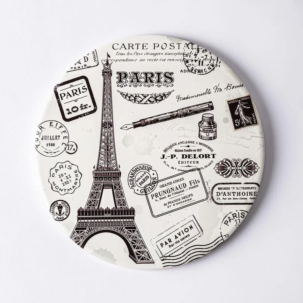 KSP Ceramica 'Paris' Printed Ceramic Trivet 20cm (Natural/Black)