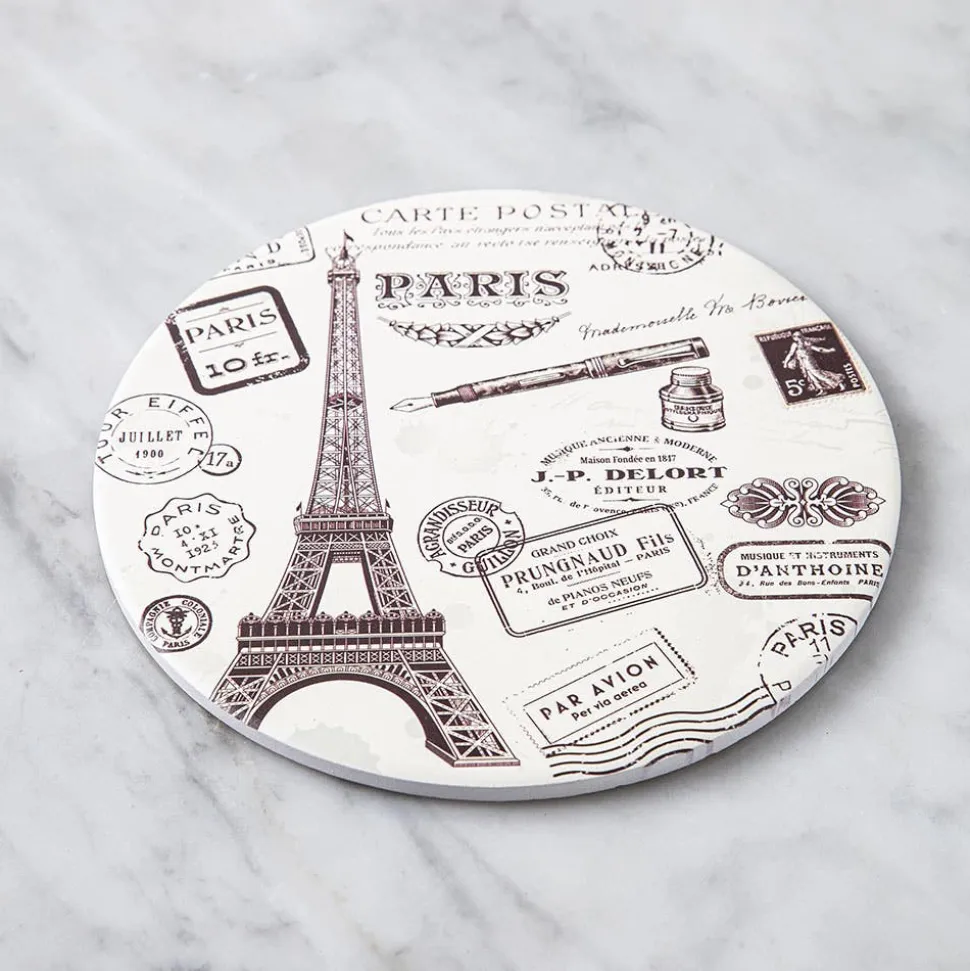 KSP Ceramica 'Paris' Printed Ceramic Trivet 20cm (Natural/Black)