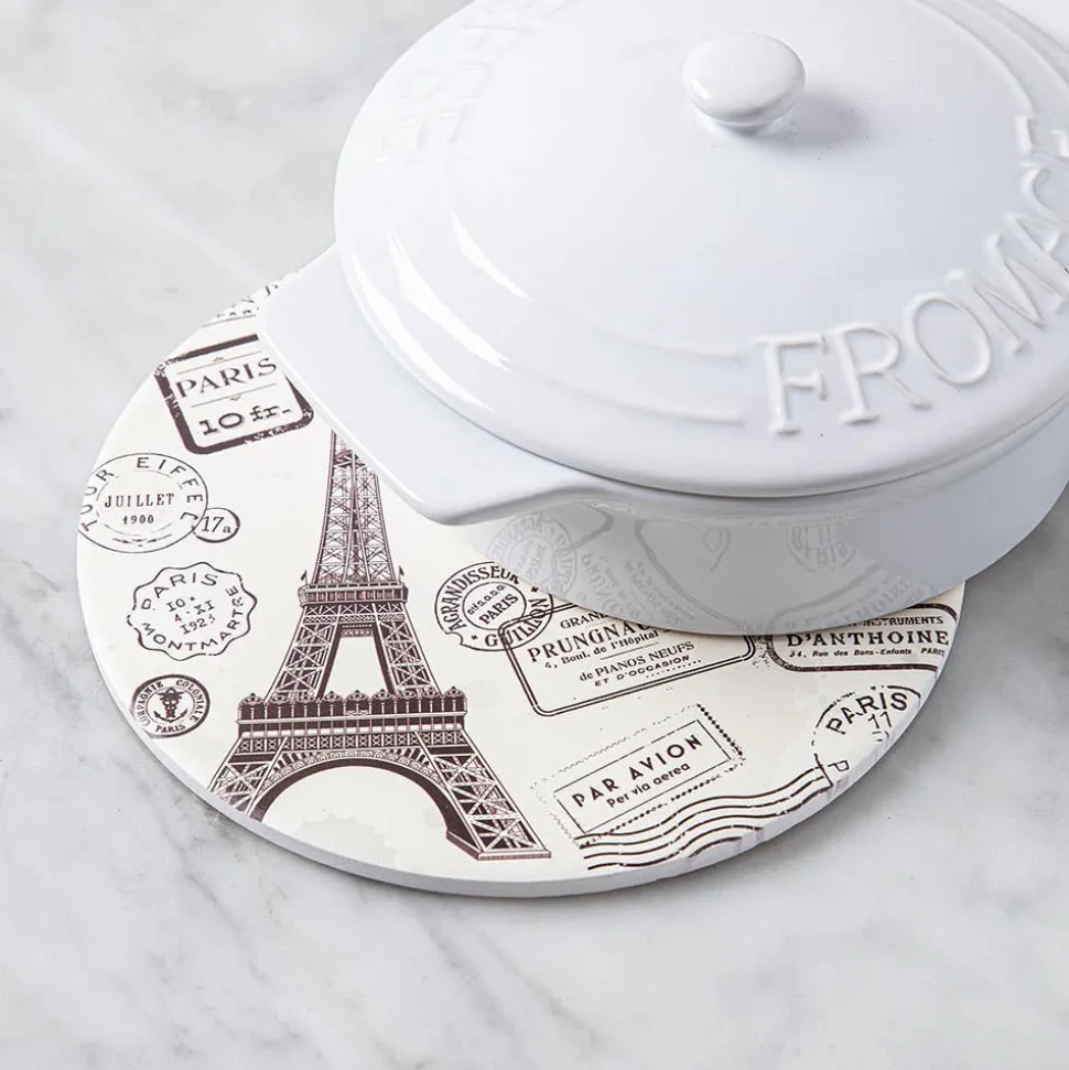 KSP Ceramica 'Paris' Printed Ceramic Trivet 20cm (Natural/Black)
