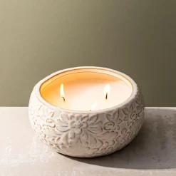 KSP Ceramic 'Floral' Citronella Candle 13 cm dia. x 6 cm
