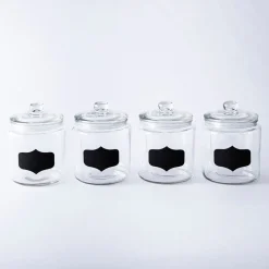 KSP Chalkboard Glass Canister with Lid - Set of 4