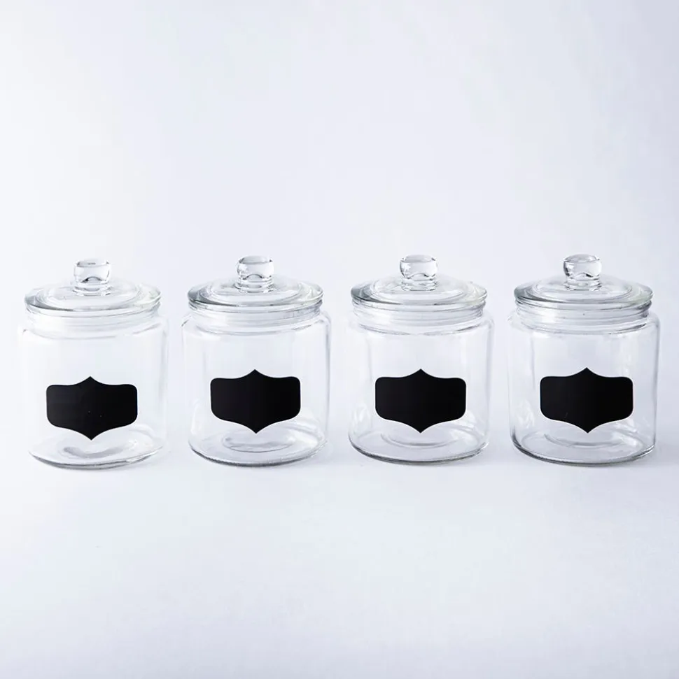 KSP Chalkboard Glass Canister with Lid - Set of 4