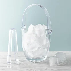 KSP Chill Glass Ice Bucket with Tongs (Clear)
