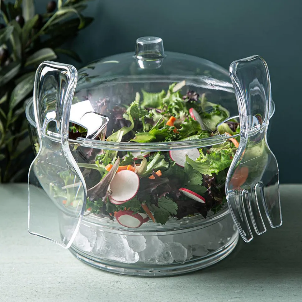 KSP Chill It Serving Bowl with Servers - Set of 6 (Clear)