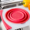 KSP Chop 'N Wash Poly Cutting Board with Colander (Red)