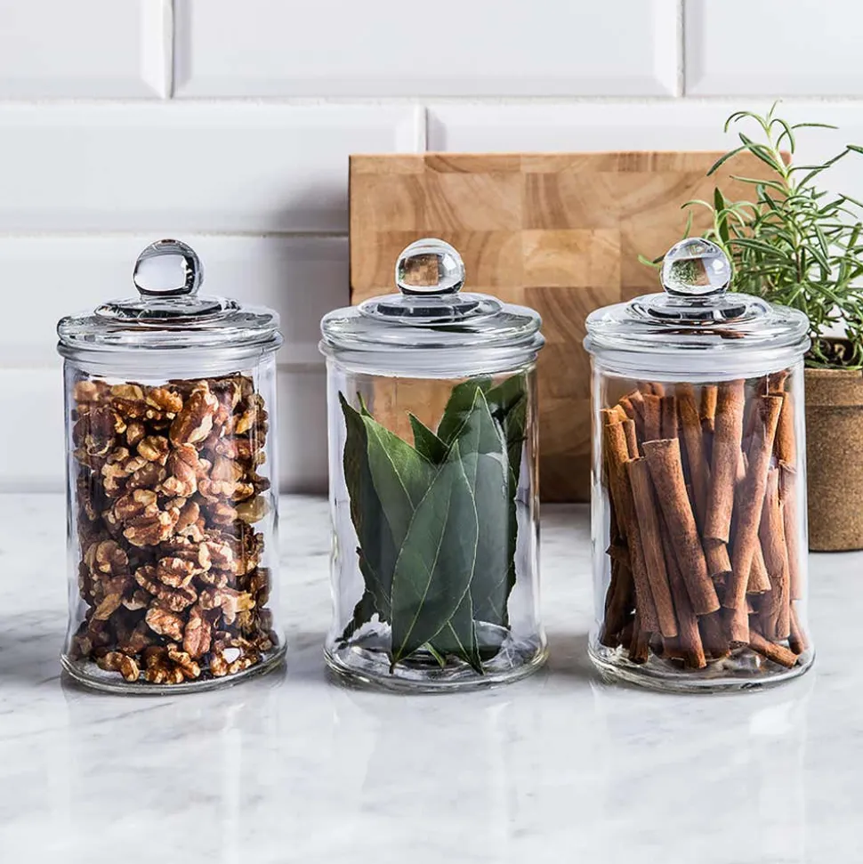 KSP Classic Glass Canister with Lid - Set of 3 (Clear)