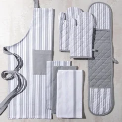 KSP Classic Stripe 100% Cotton Apron (Light Grey)