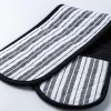 KSP Classic Stripe 100% Cotton Double Oven Mitt (Black)