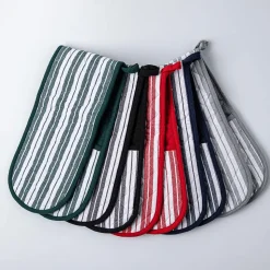 KSP Classic Stripe 100% Cotton Double Oven Mitt (Black)