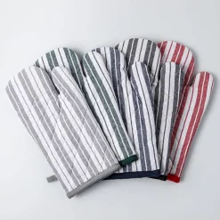 KSP Classic Stripe 100% Cotton Oven Mitt - Set of 2 (Red/White)