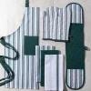 KSP Classic Stripe 100% Cotton Oven Mitt - Set of 2 (Dark Green)
