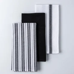 KSP Classic Stripe 100% Cotton Tea Towel - Set of 3 (Black)
