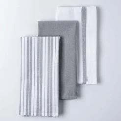 KSP Classic Stripe 100% Cotton Tea Towel - Set of 3 (Light Grey)