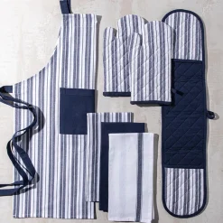 KSP Classic Stripe 100% Cotton Tea Towel - Set of 3 (Navy)