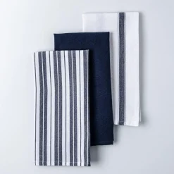 KSP Classic Stripe 100% Cotton Tea Towel - Set of 3 (Navy)
