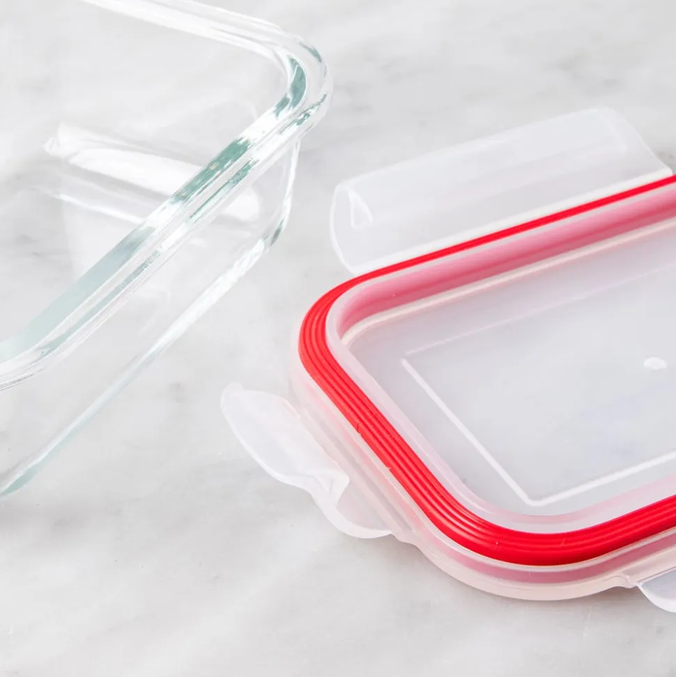 KSP Clip It Glass 370ml Storage Container (Red)