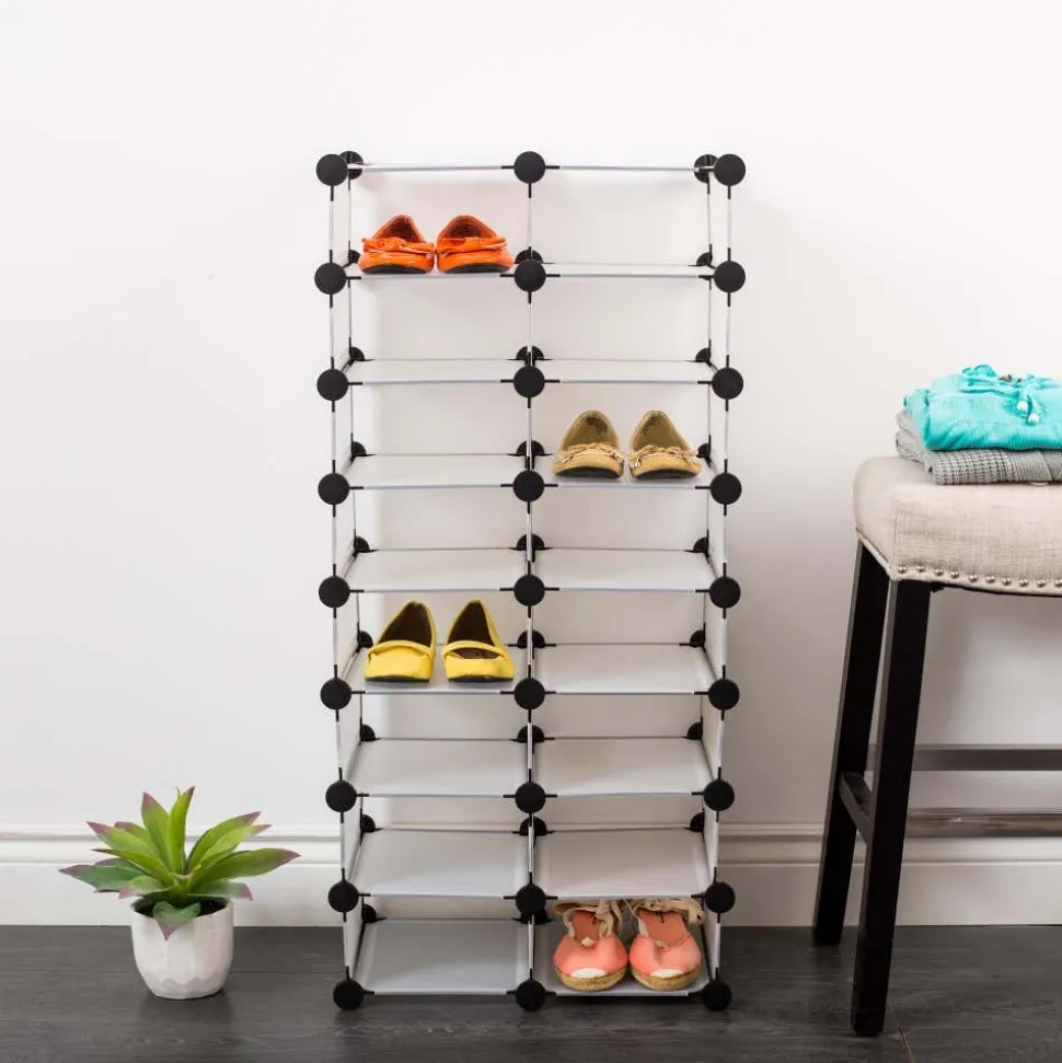 KSP Closet Cube '16-Shoe' Plastic Shoe Cabinet (White)