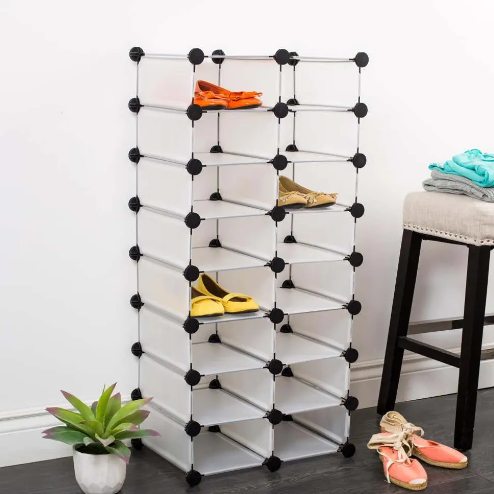 KSP Closet Cube '16-Shoe' Plastic Shoe Cabinet (White)
