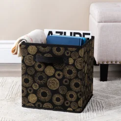 KSP Collapsible 'Circles' Non-Woven Storage Bin (Gold) 10x10x11"