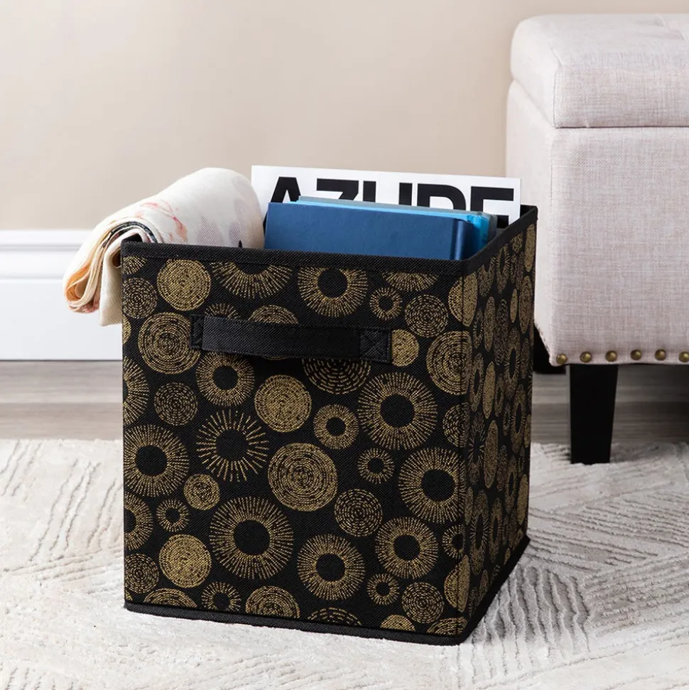 KSP Collapsible 'Circles' Non-Woven Storage Bin (Gold) 10x10x11"
