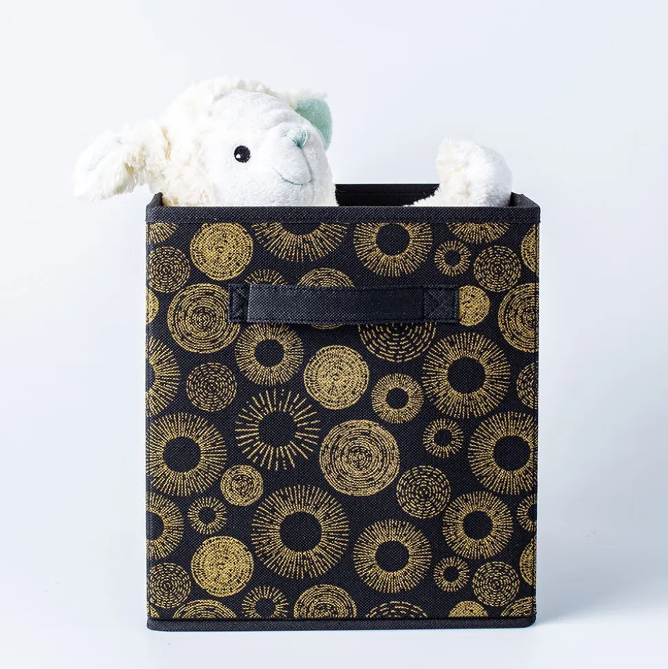 KSP Collapsible 'Circles' Non-Woven Storage Bin (Gold) 10x10x11"