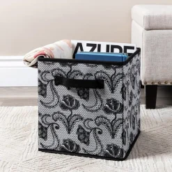 KSP Collapsible 'Lace' Non-Woven Storage Bin (Black) 10x10x11