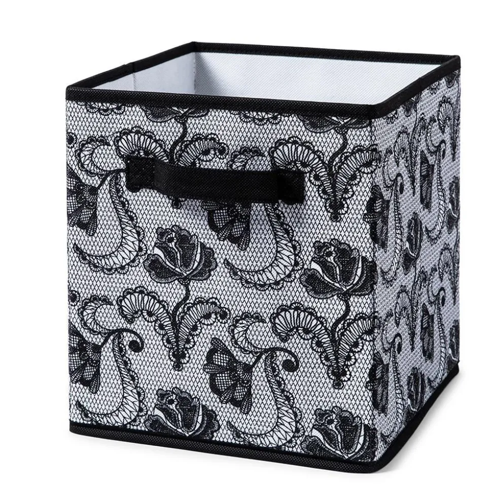 KSP Collapsible 'Lace' Non-Woven Storage Bin (Black) 10x10x11"