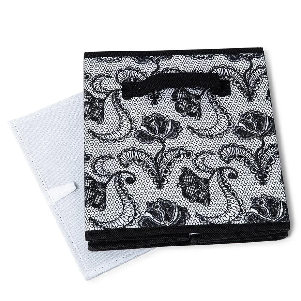 KSP Collapsible 'Lace' Non-Woven Storage Bin (Black) 10x10x11"