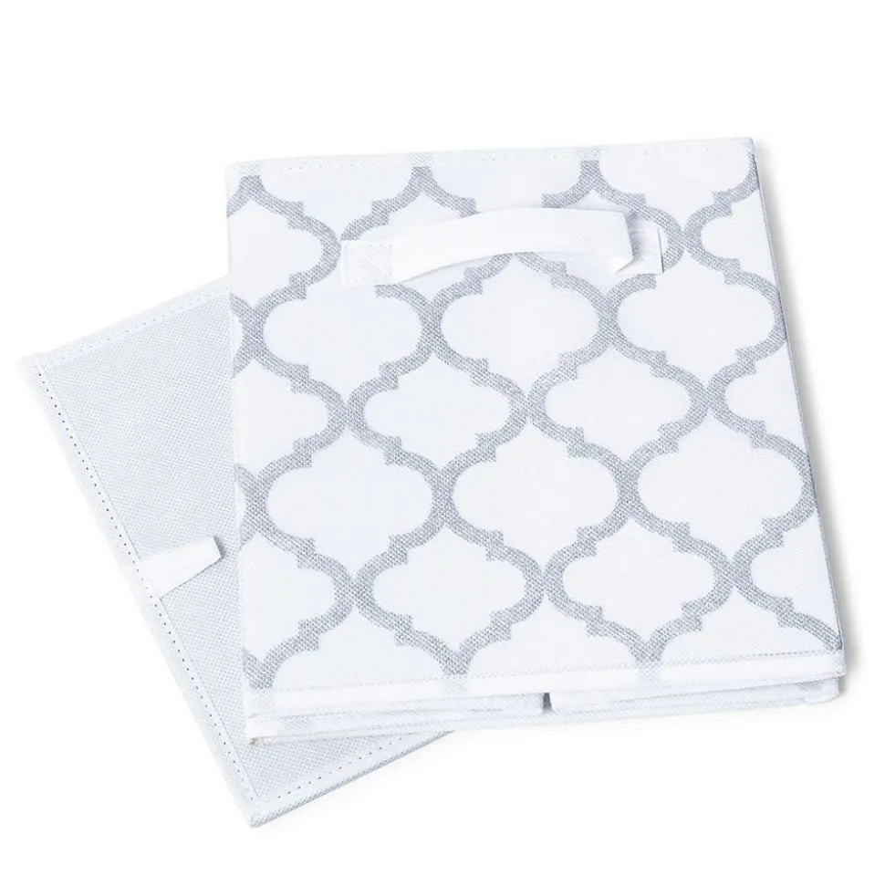 KSP Collapsible 'Ogee' Non-Woven Storage Bin (Silver) 10x10x11"