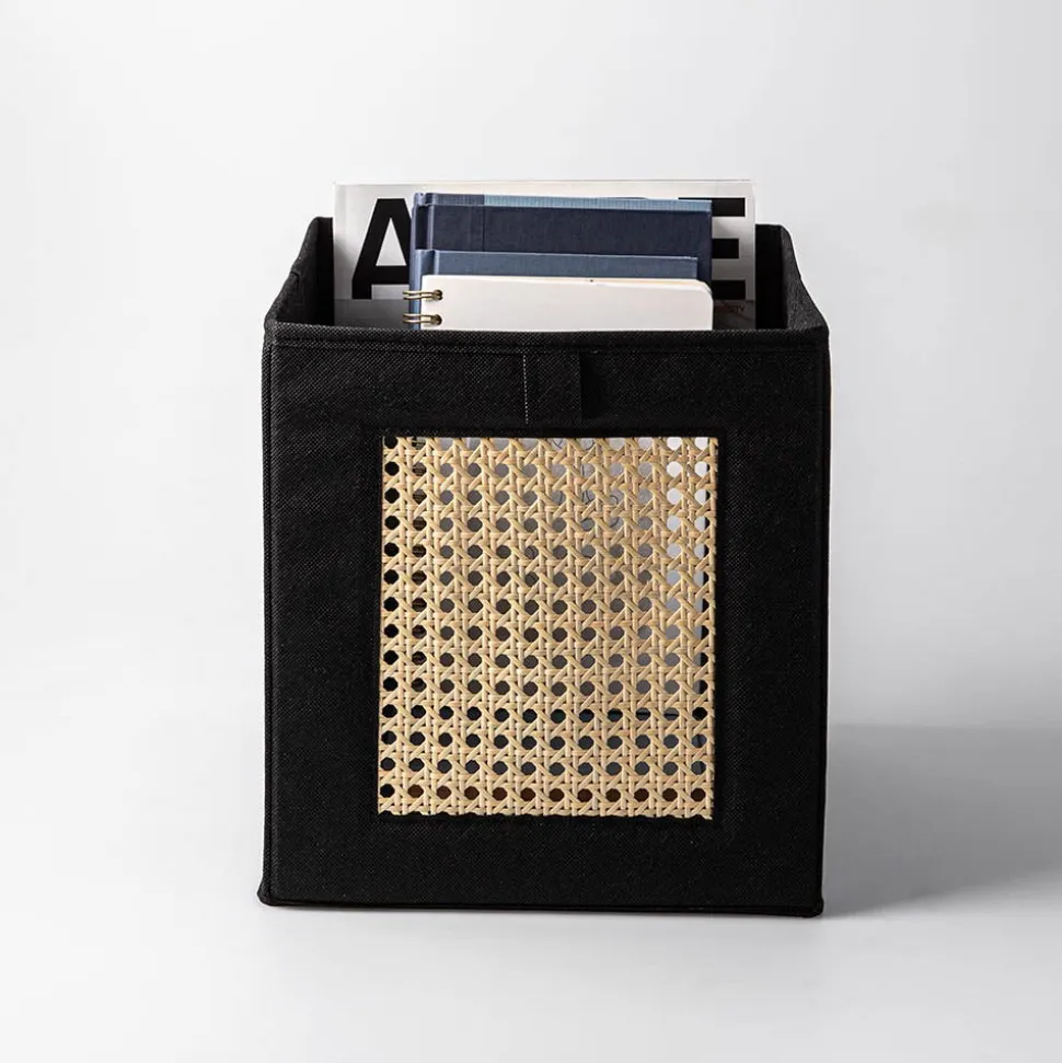 KSP Collapsible 'Wicker' Non-Woven Storage Bin (Black)