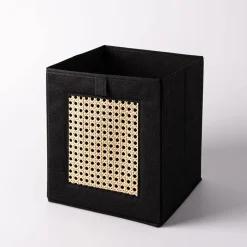 KSP Collapsible 'Wicker' Non-Woven Storage Bin (Black)