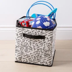 KSP Collapsible 'Words' Non-Woven Storage Bin (Ivory) 10x10x11