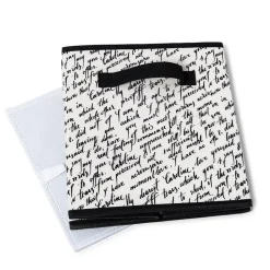 KSP Collapsible 'Words' Non-Woven Storage Bin (Ivory) 10x10x11