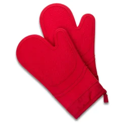 KSP Colour Splash Lined Silicone Oven Mitt - Set of 2 (Red)