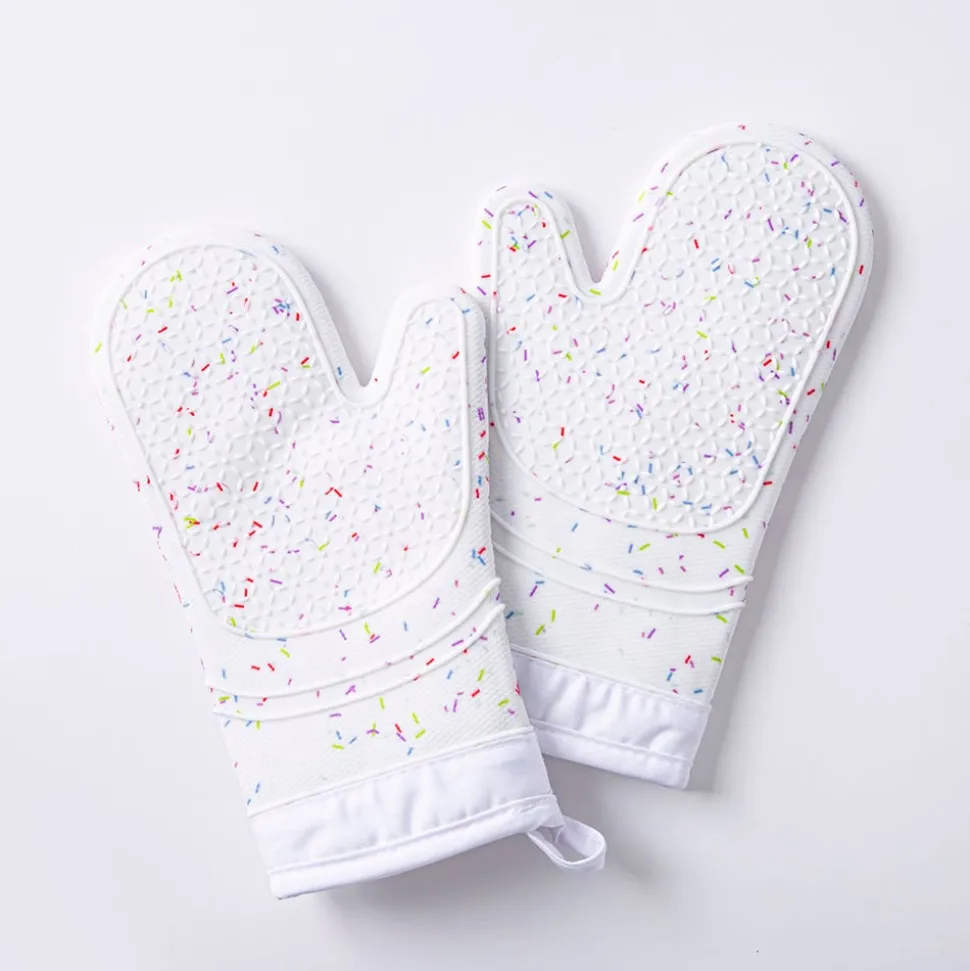 KSP Colour Splash Lined Silicone Oven Mitt - Set of 2 (Confetti)