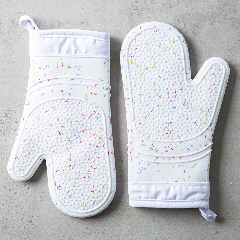 KSP Colour Splash Lined Silicone Oven Mitt - Set of 2 (Confetti)