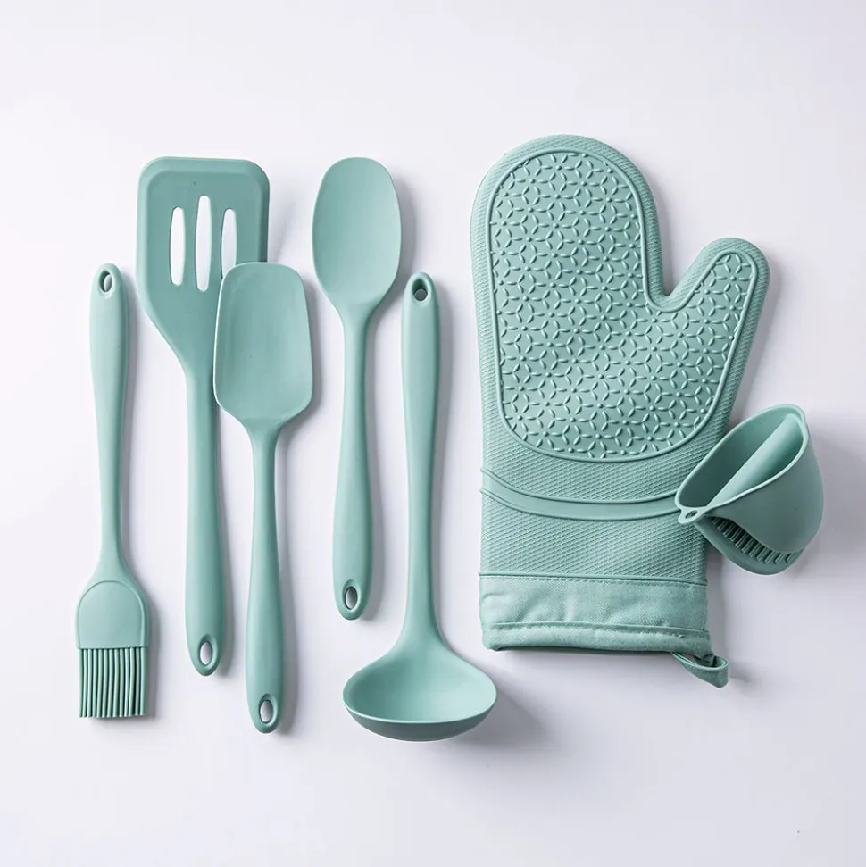 KSP Colour Splash Lined Silicone Oven Mitt - Set of 2 (Sage)