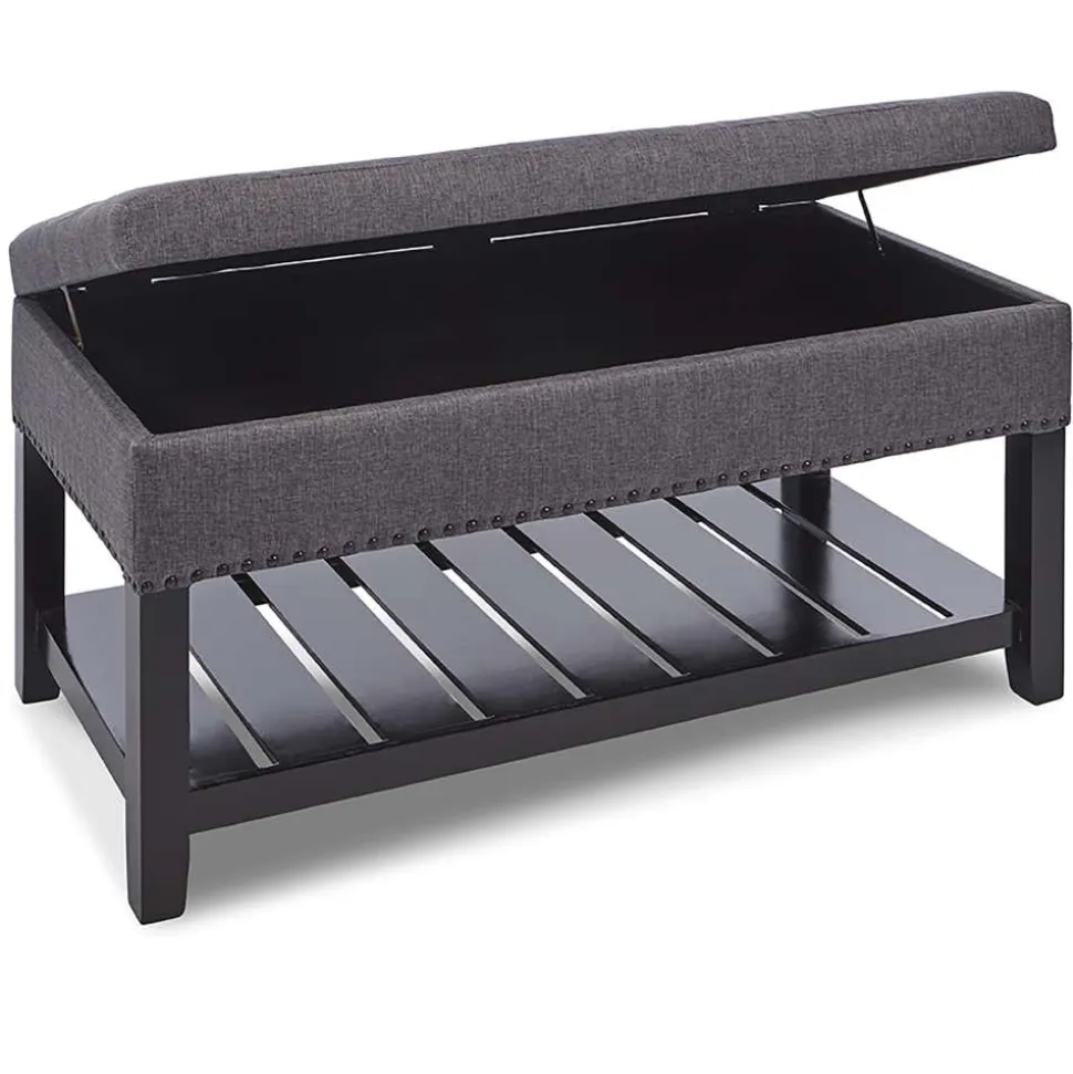 KSP Conrad Upholstered Storage Bench (Grey)