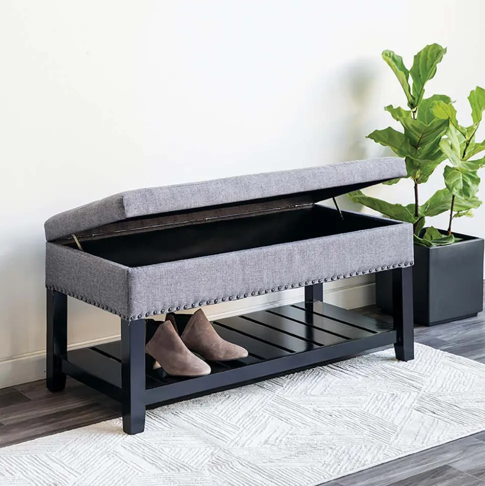 KSP Conrad Upholstered Storage Bench (Grey)