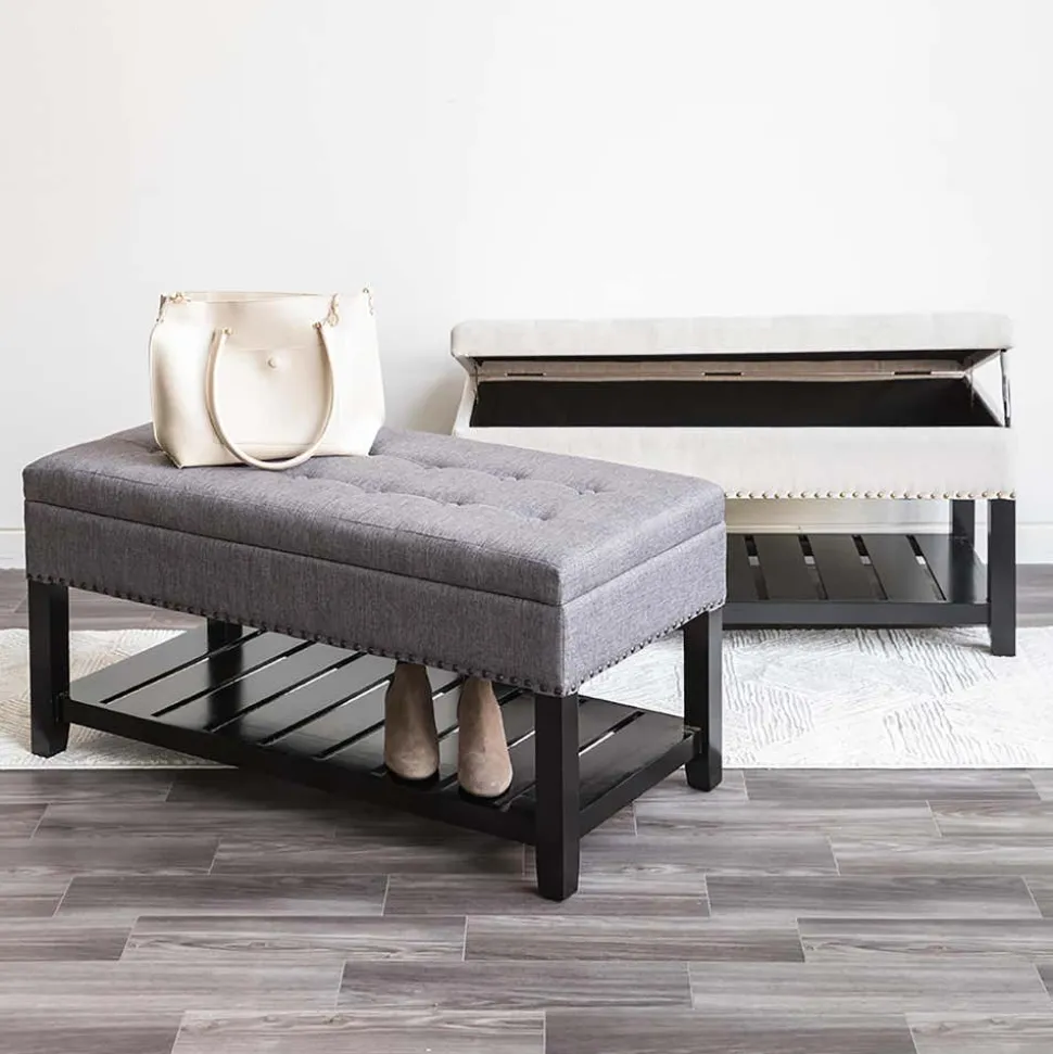 KSP Conrad Upholstered Storage Bench (Grey)