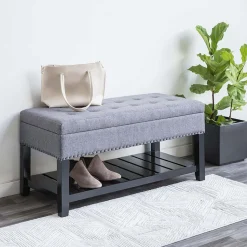 KSP Conrad Upholstered Storage Bench (Grey)