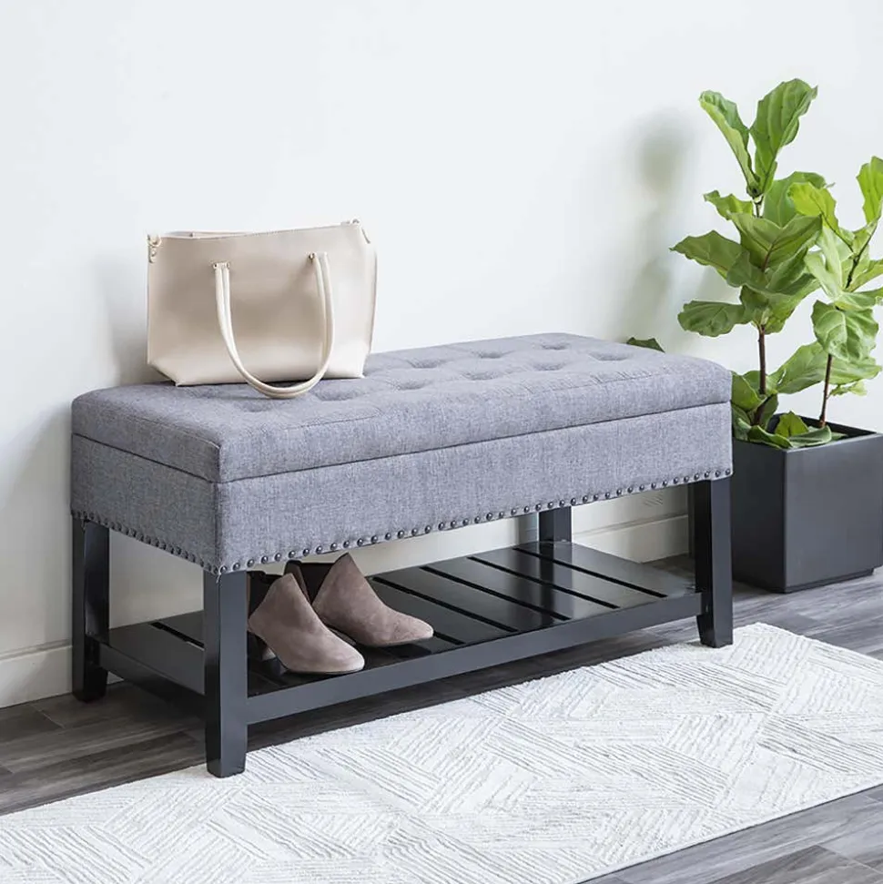 KSP Conrad Upholstered Storage Bench (Grey)
