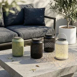 KSP Daisy 'Floral' Solar LED Metal Lantern (Sage) 12 x 12 x 16.5 cm