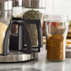 KSP Dash '6-Bottle' Revolving Spice Rack (St/St - Clear)