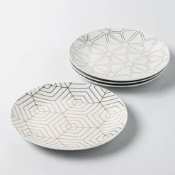 KSP Decal 'Geometric' Porcelain Side Plate - Set of 4